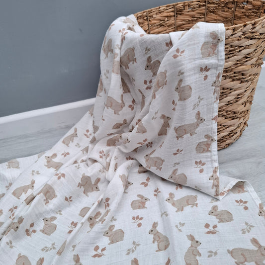 Rabbit Muslin Swaddle by Doreen & Ada