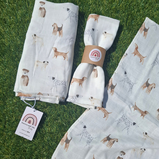 Dog Lovers Muslin Square or Swaddle by Doreen & Ada