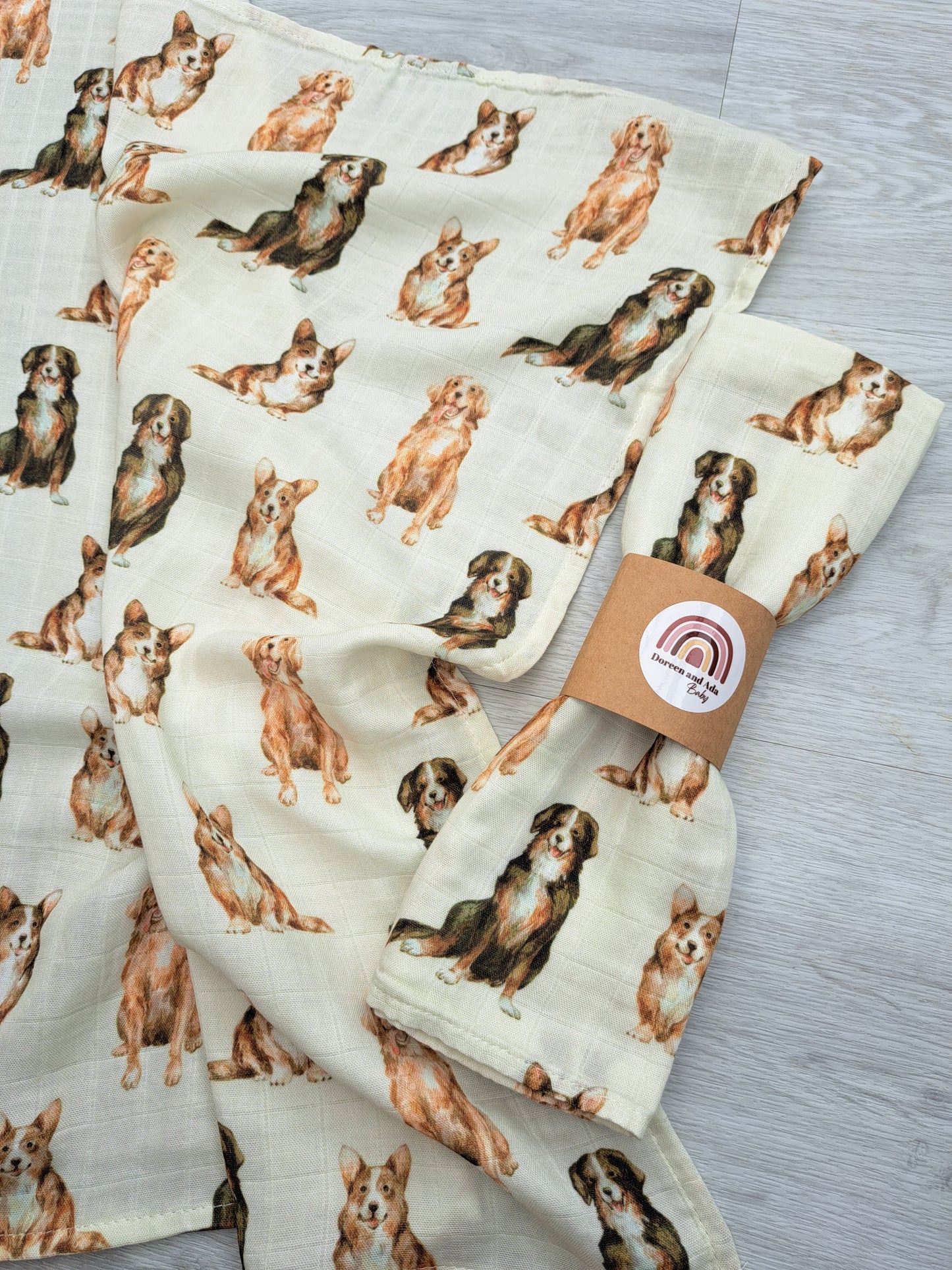 Retriever and Corgi Dog Muslin Square