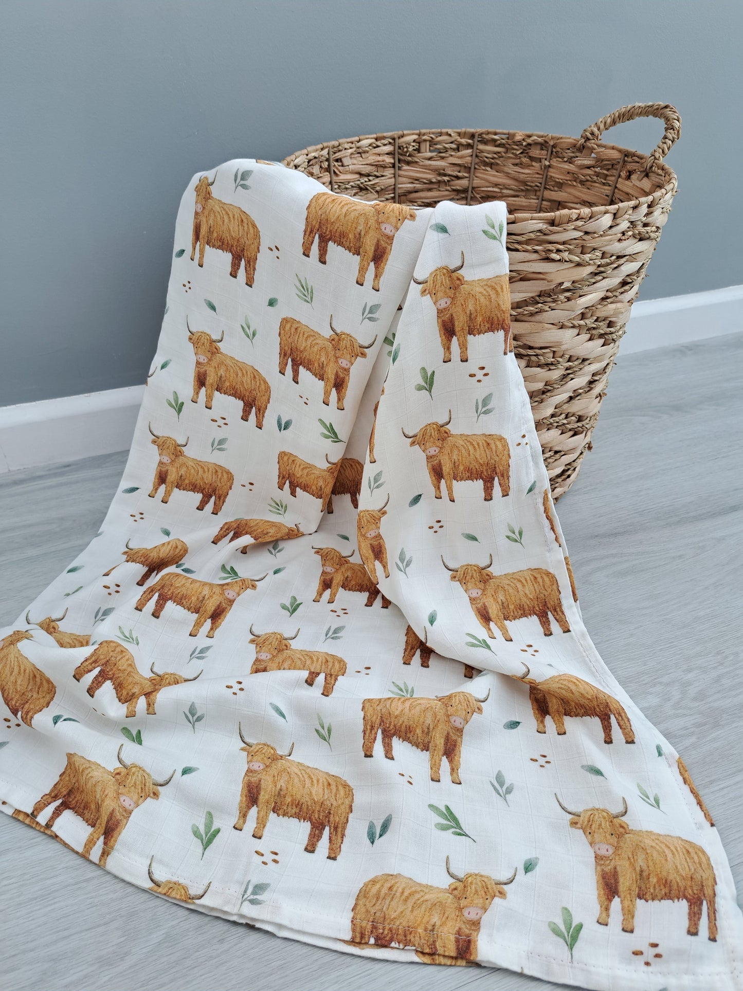 Highland Cow Muslin Square or Swaddle