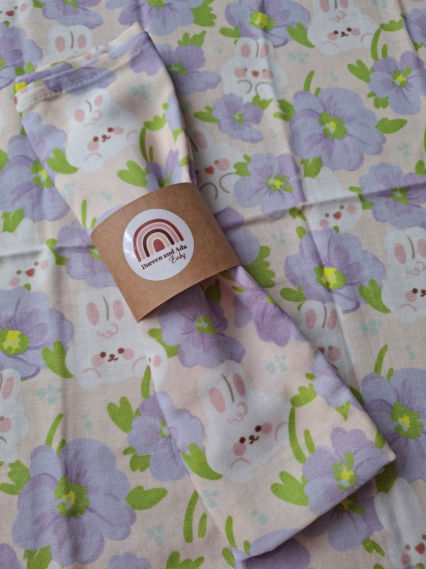 Rabbit and Flower Kawaii Muslin Square