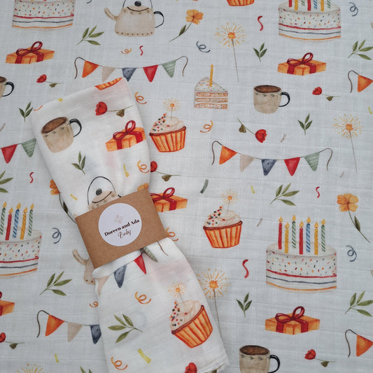 Afternoon Tea with Cake Muslin Square by Doreen & Ada