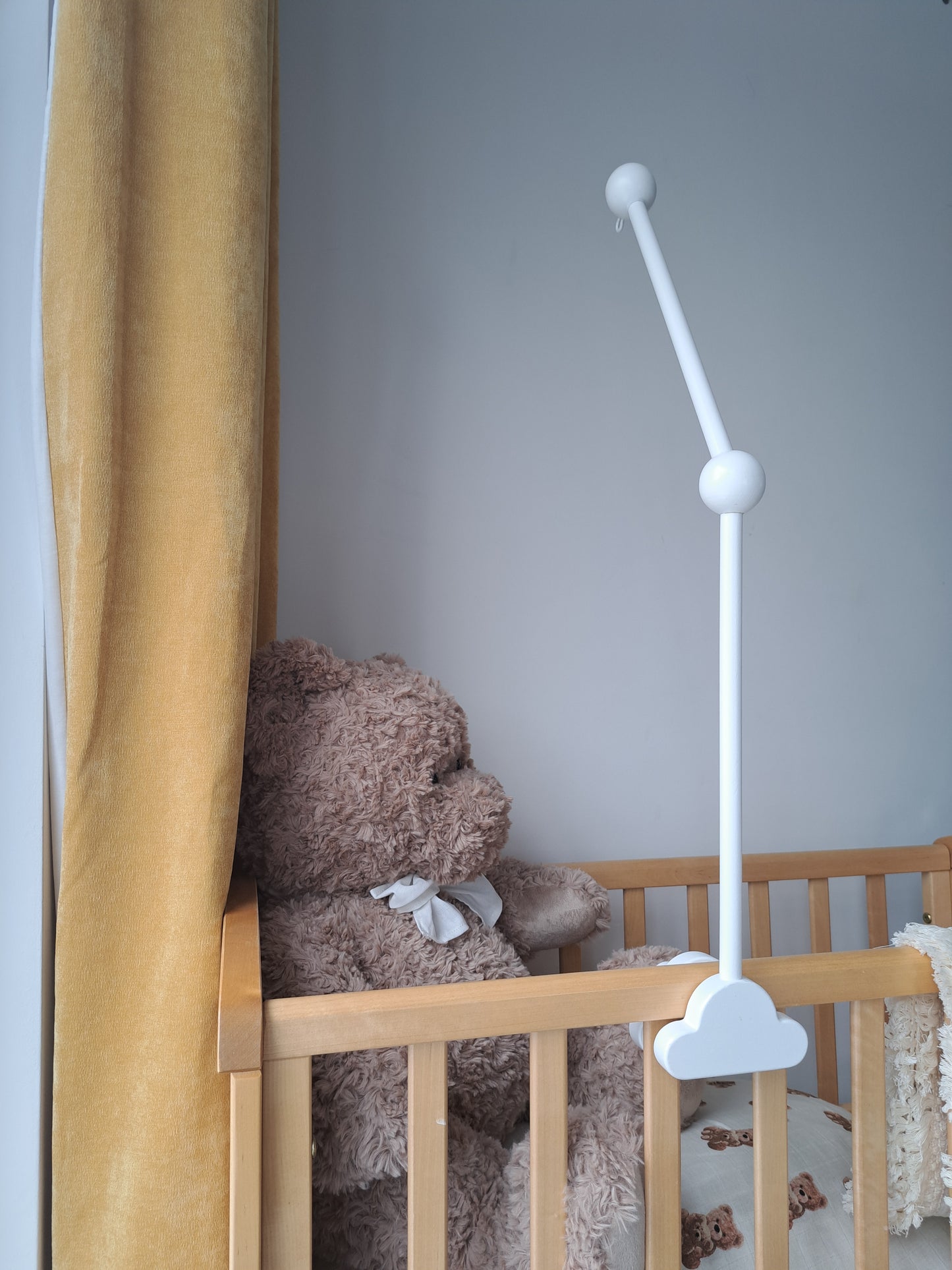 White Wooden Cloud Baby Mobile Arm Bracket