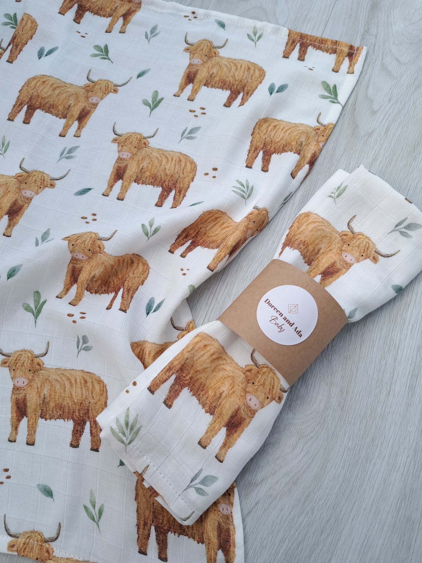 Highland Cow Muslin Square or Swaddle