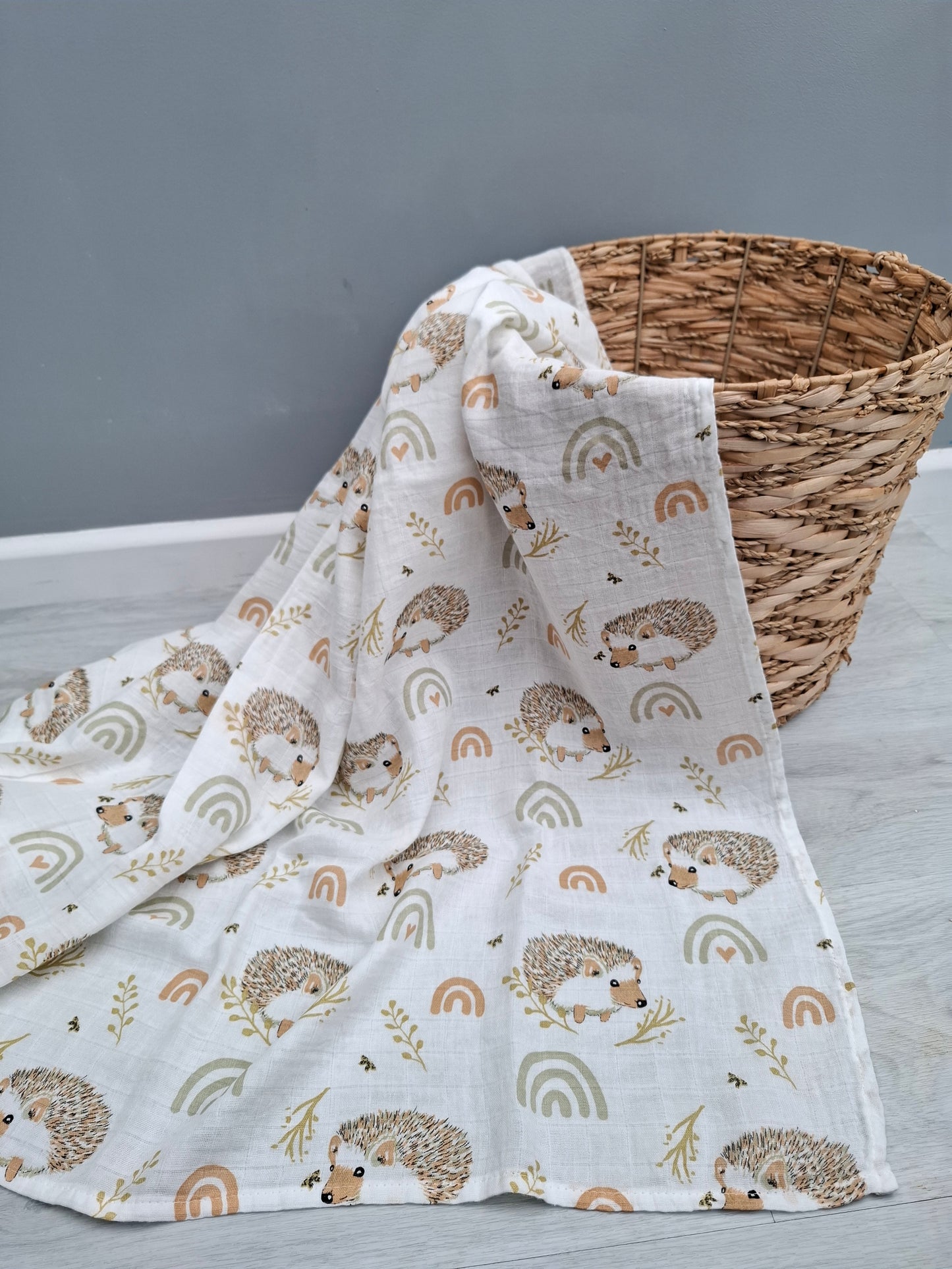 Hedgehog Muslin Swaddle by Doreen and Ada