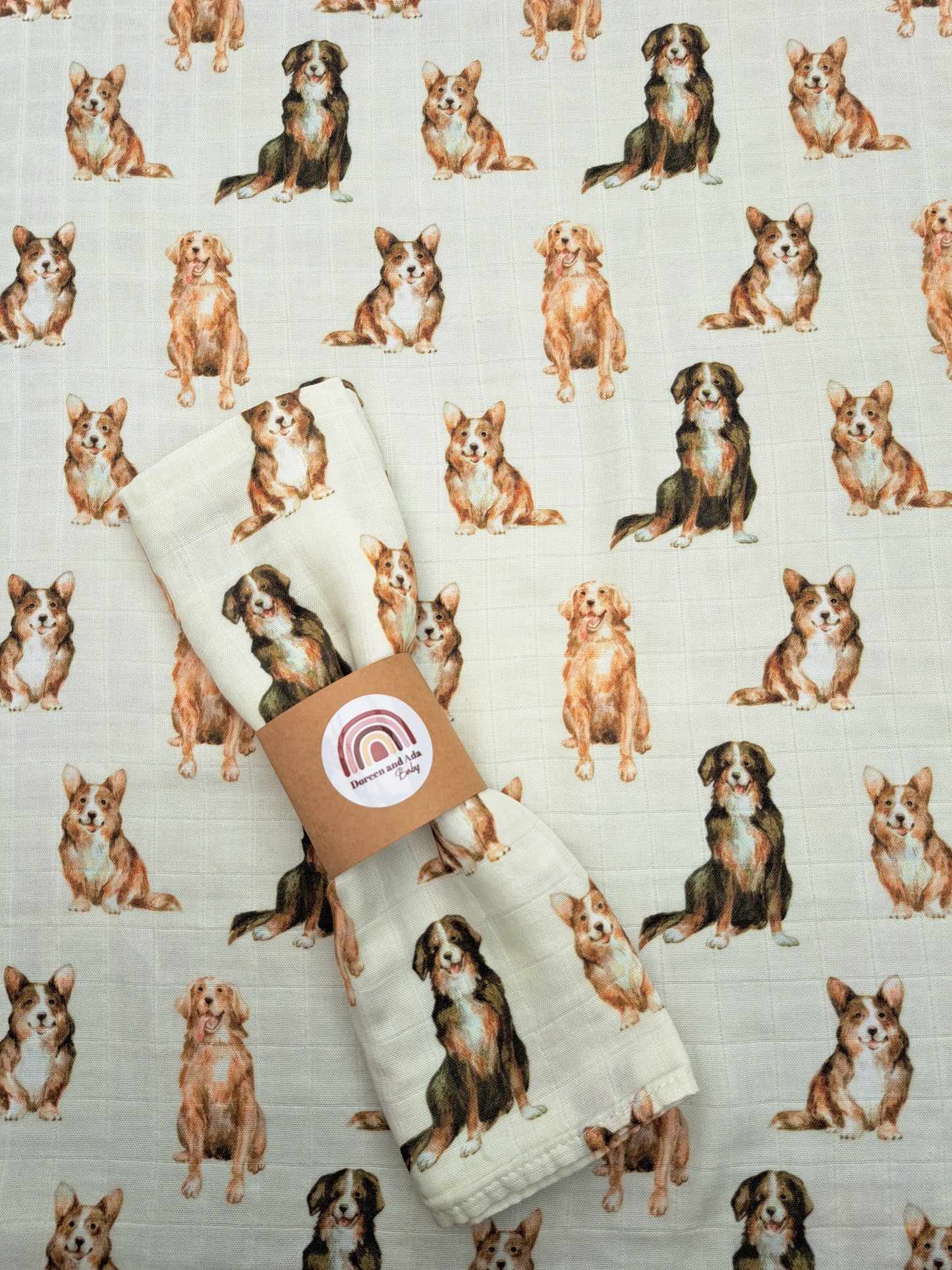 Retriever and Corgi Dog Muslin Square