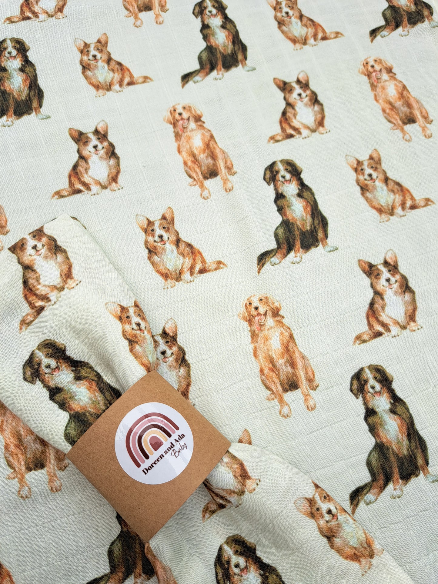 Retriever and Corgi Dog Muslin Square