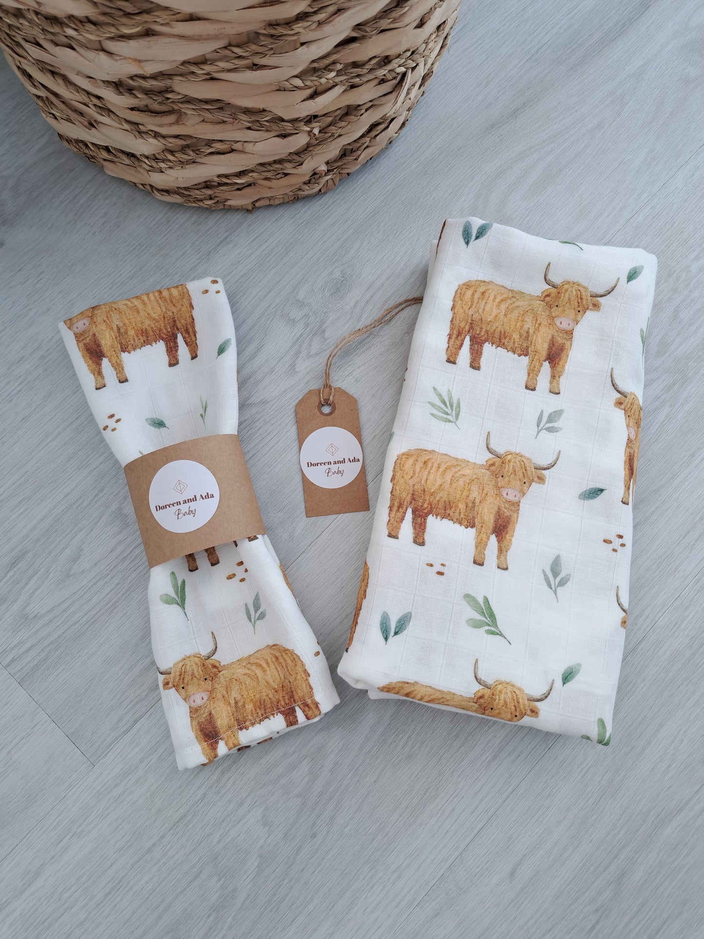 Highland Cow Muslin Square or Swaddle