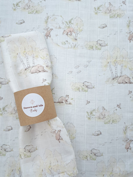 Nursery Fox Bear Otter Muslin Square