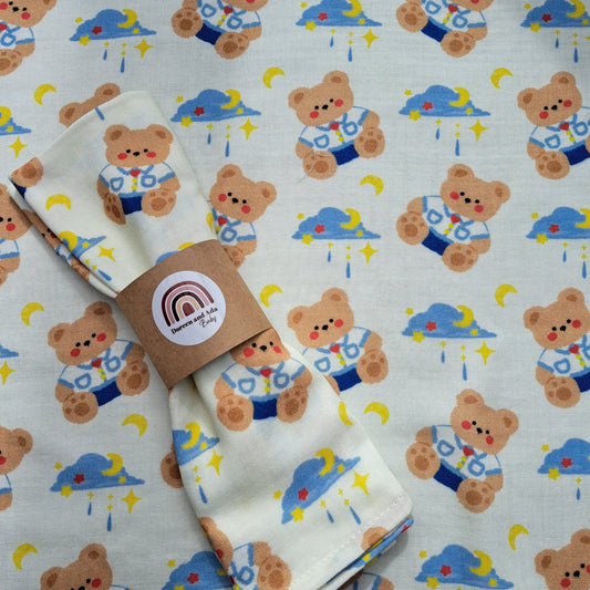 Kawaii Teddy Bear Muslin Square by Doreen & Ada