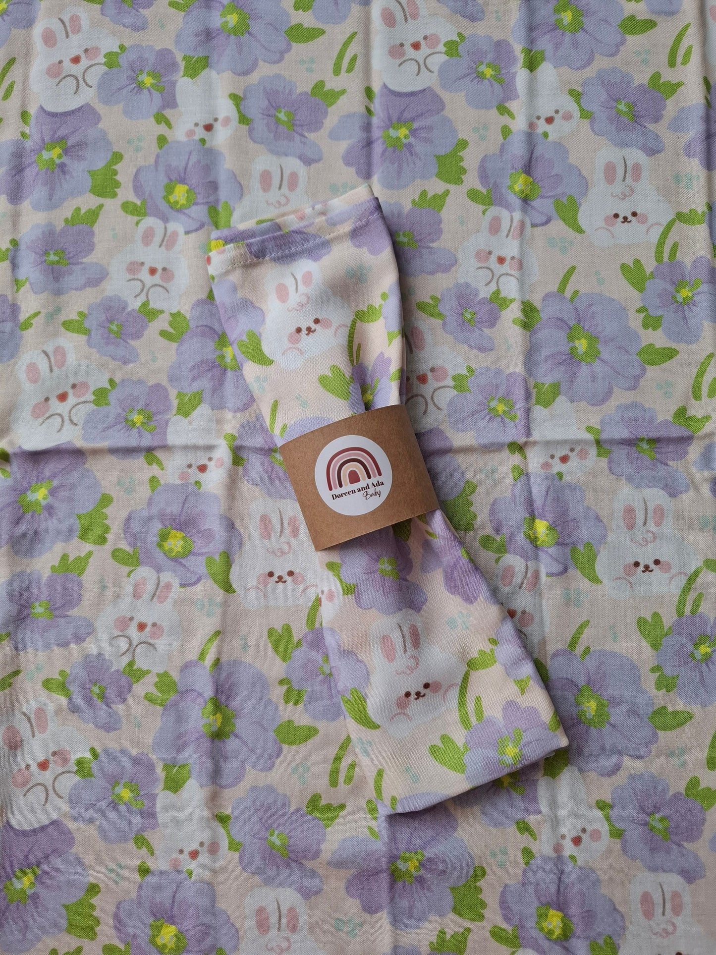 Rabbit and Flower Kawaii Muslin Square
