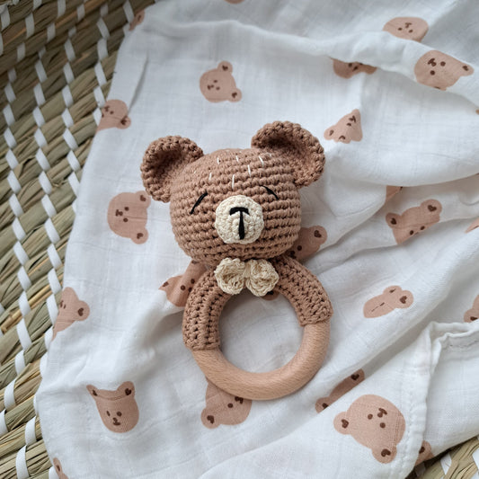 Teddy Bear Teether Rattle by Doreen & Ada