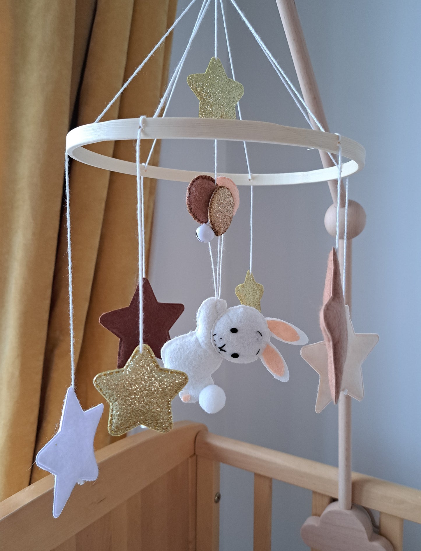 Rabbit and Stars Cot Mobile