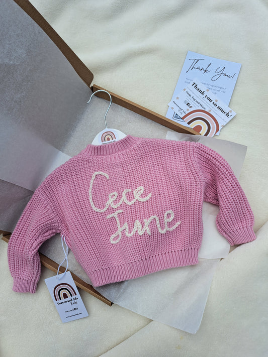 Pink Hand Embroidered Cardigan
