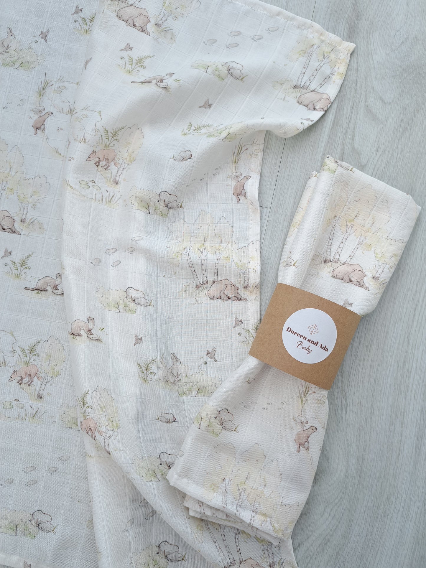 Nursery Fox Bear Otter Muslin Square