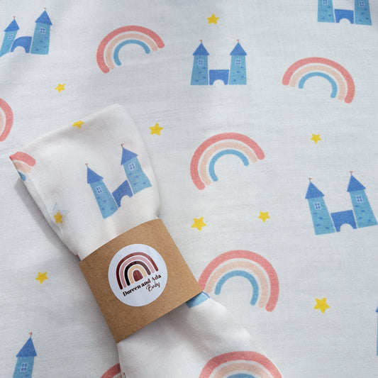 Princess Castle and Rainbow Muslin Square by Doreen & Ada