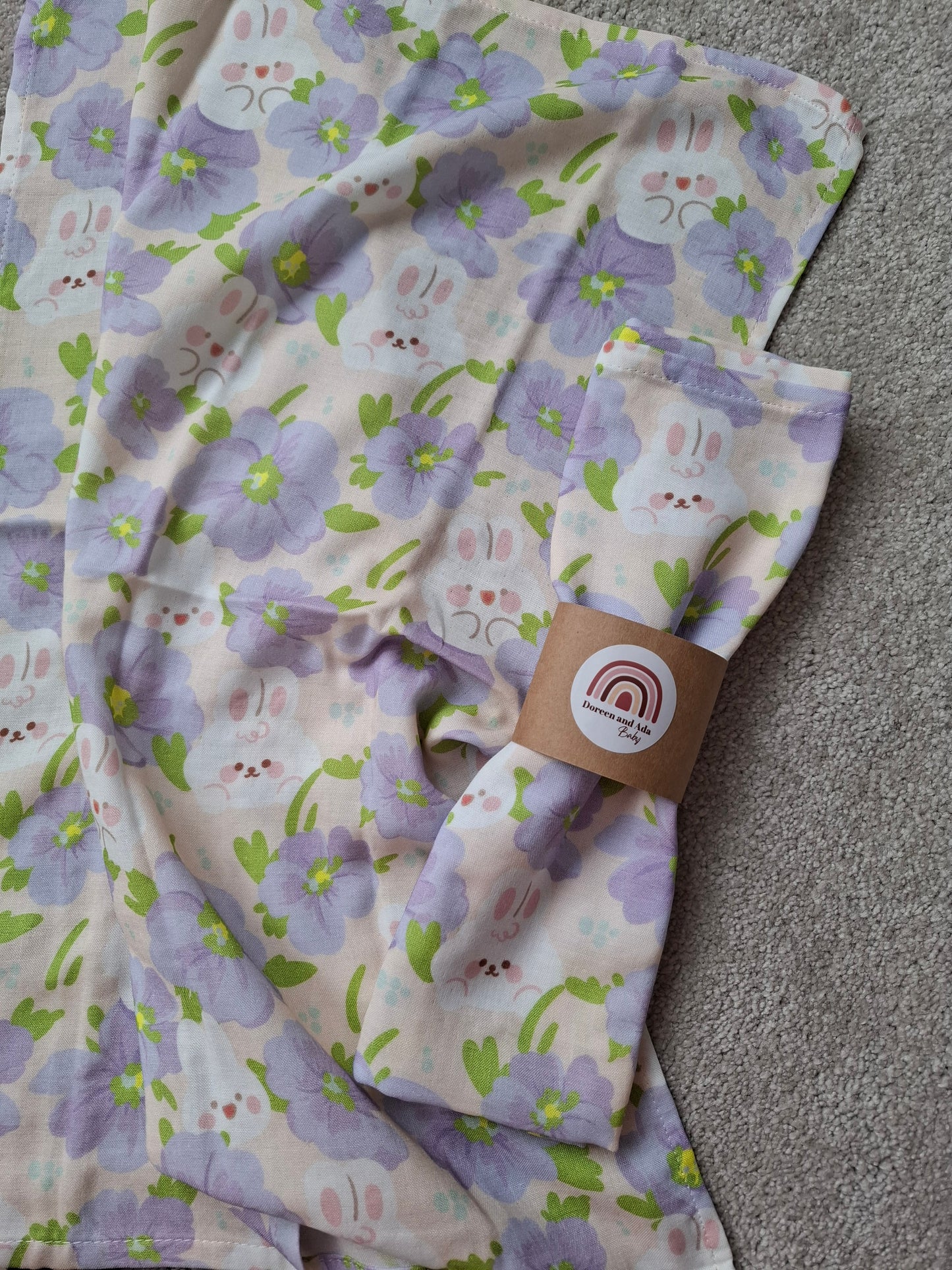 Rabbit and Flower Kawaii Muslin Square