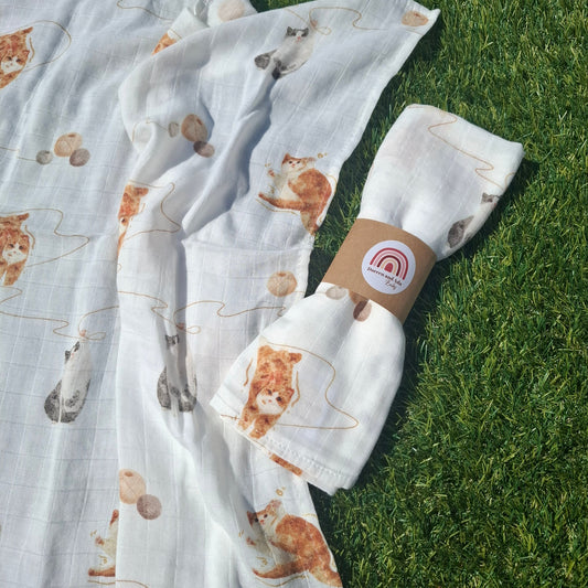 Cat Lovers Muslin Square by Doreen & Ada