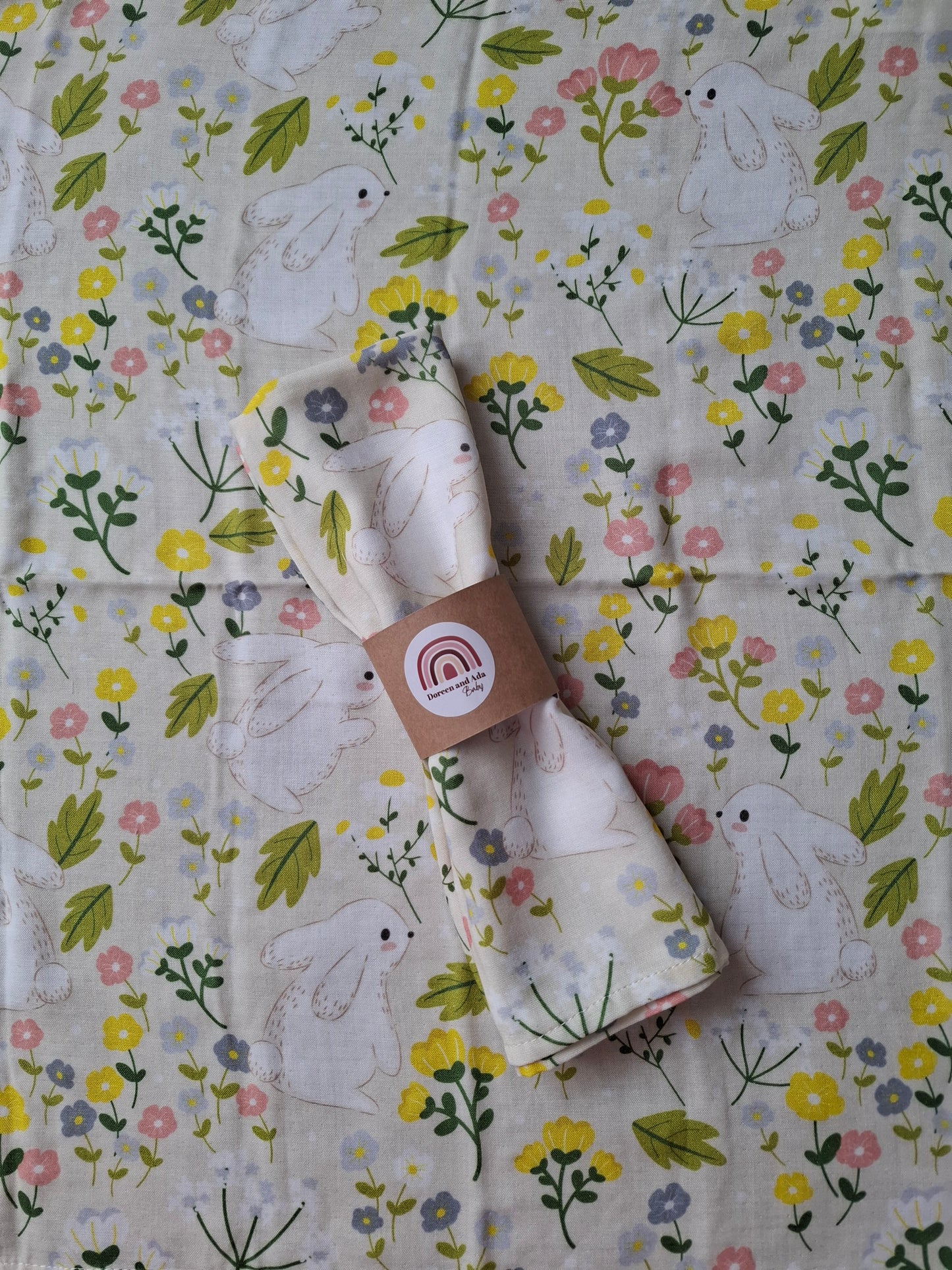 Bunny Kisses & Meadow Wishes Muslin Square