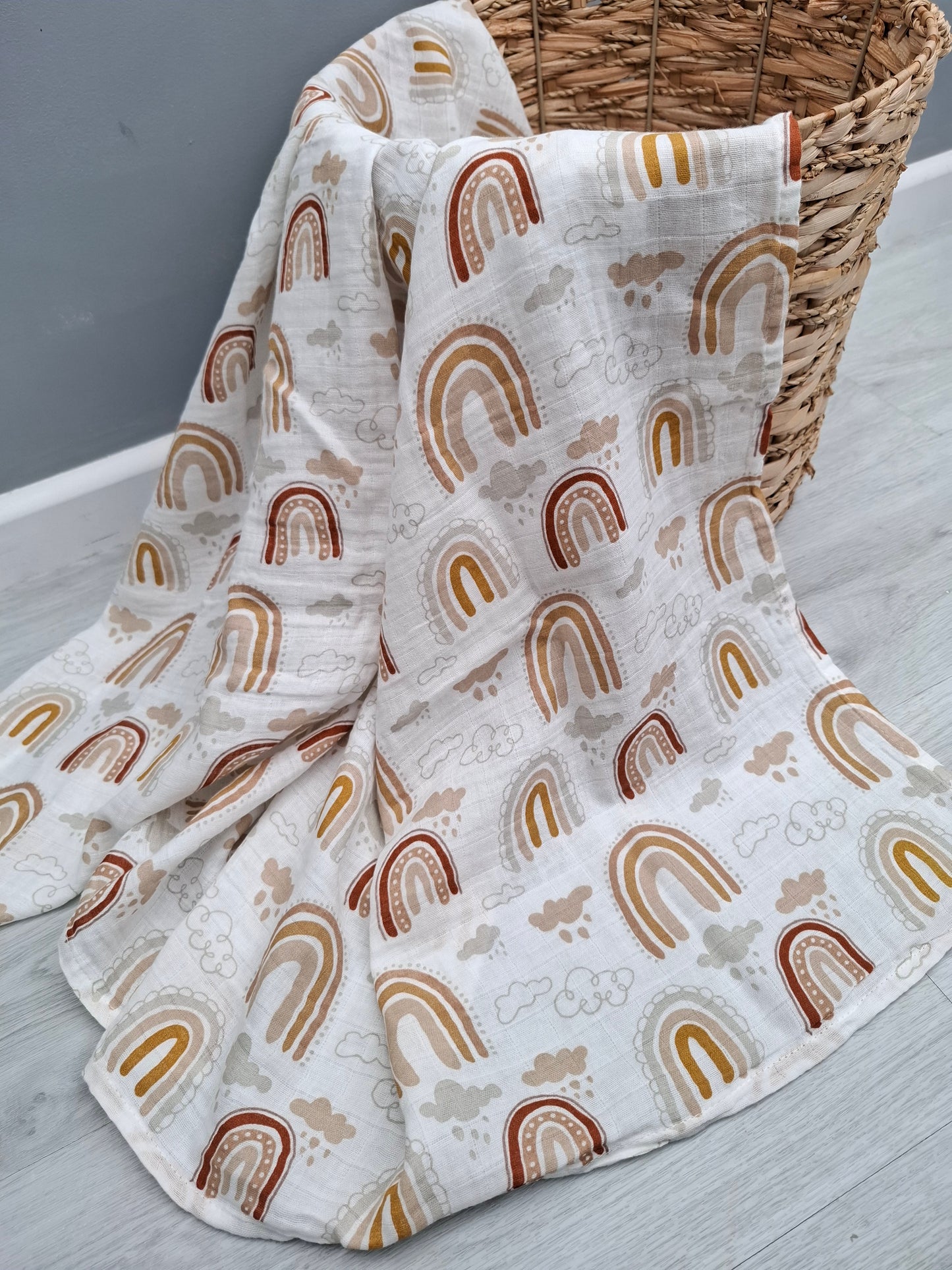 Clouds Rainbow Muslin Swaddle by Doreen and Ada