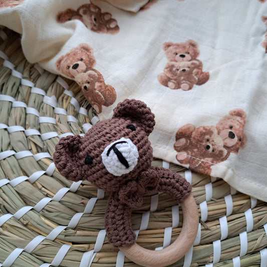 Brown Bear Teether Rattle by Doreen & Ada
