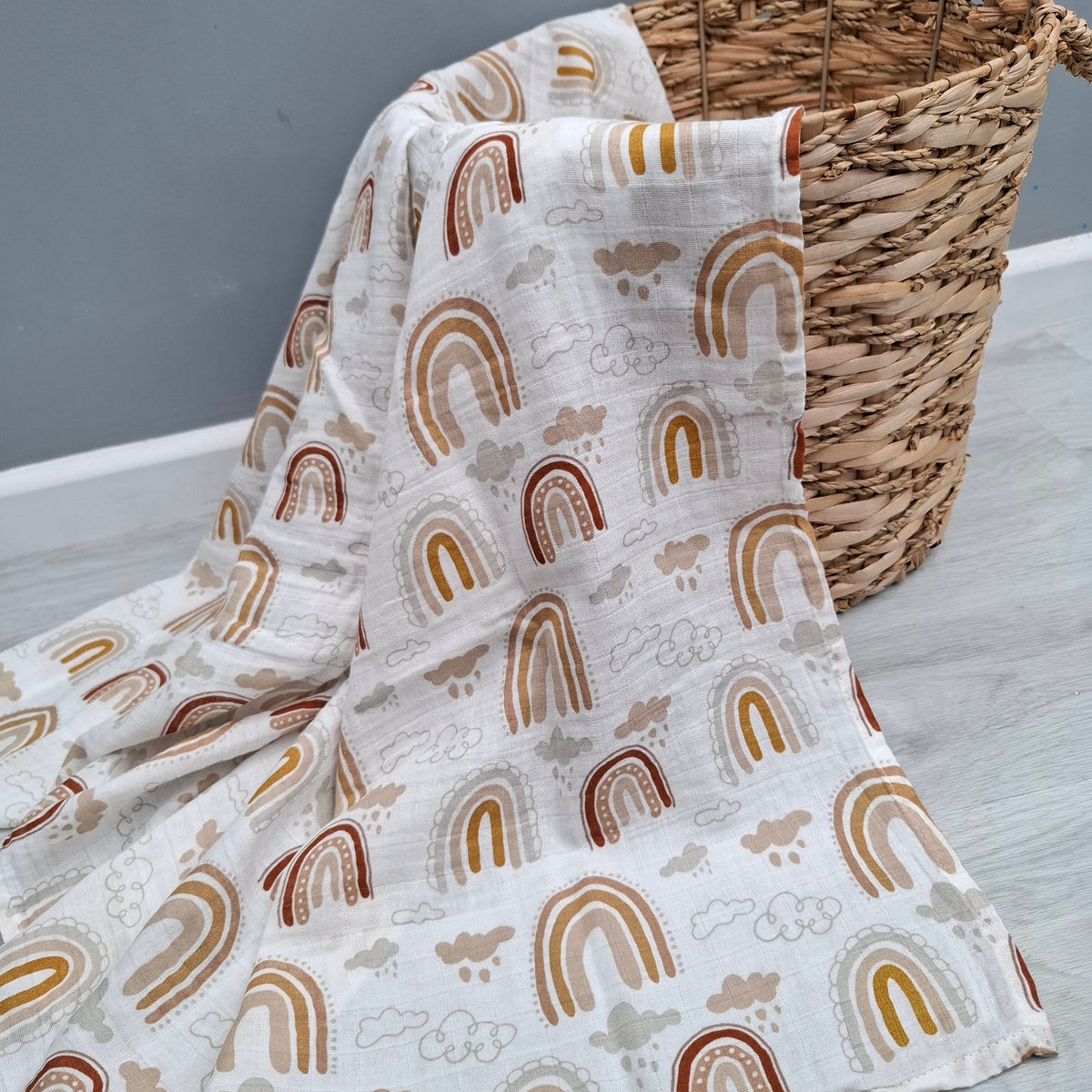 Clouds Rainbow Muslin Swaddle by Doreen & Ada
