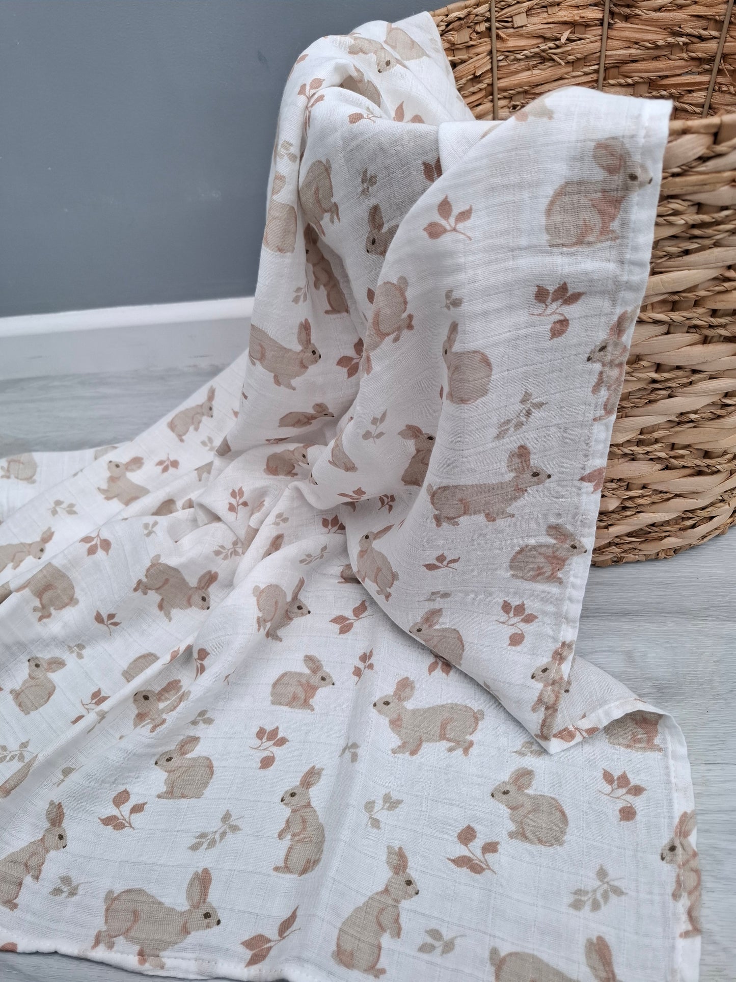 Rabbit Muslin Swaddle by Doreen and Ada