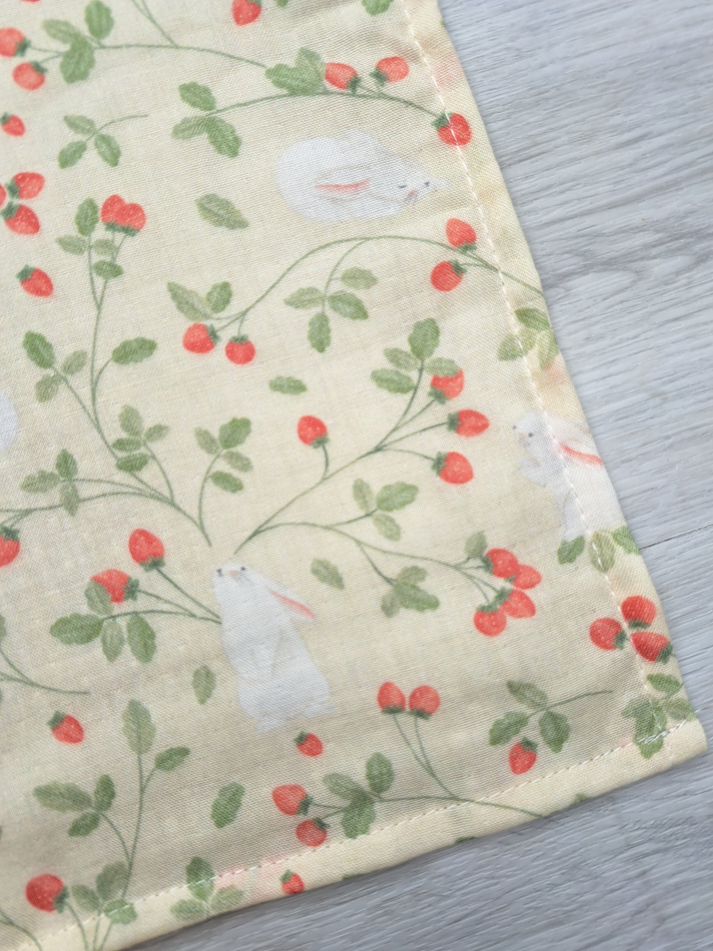 Strawberry and Rabbits Muslin Square