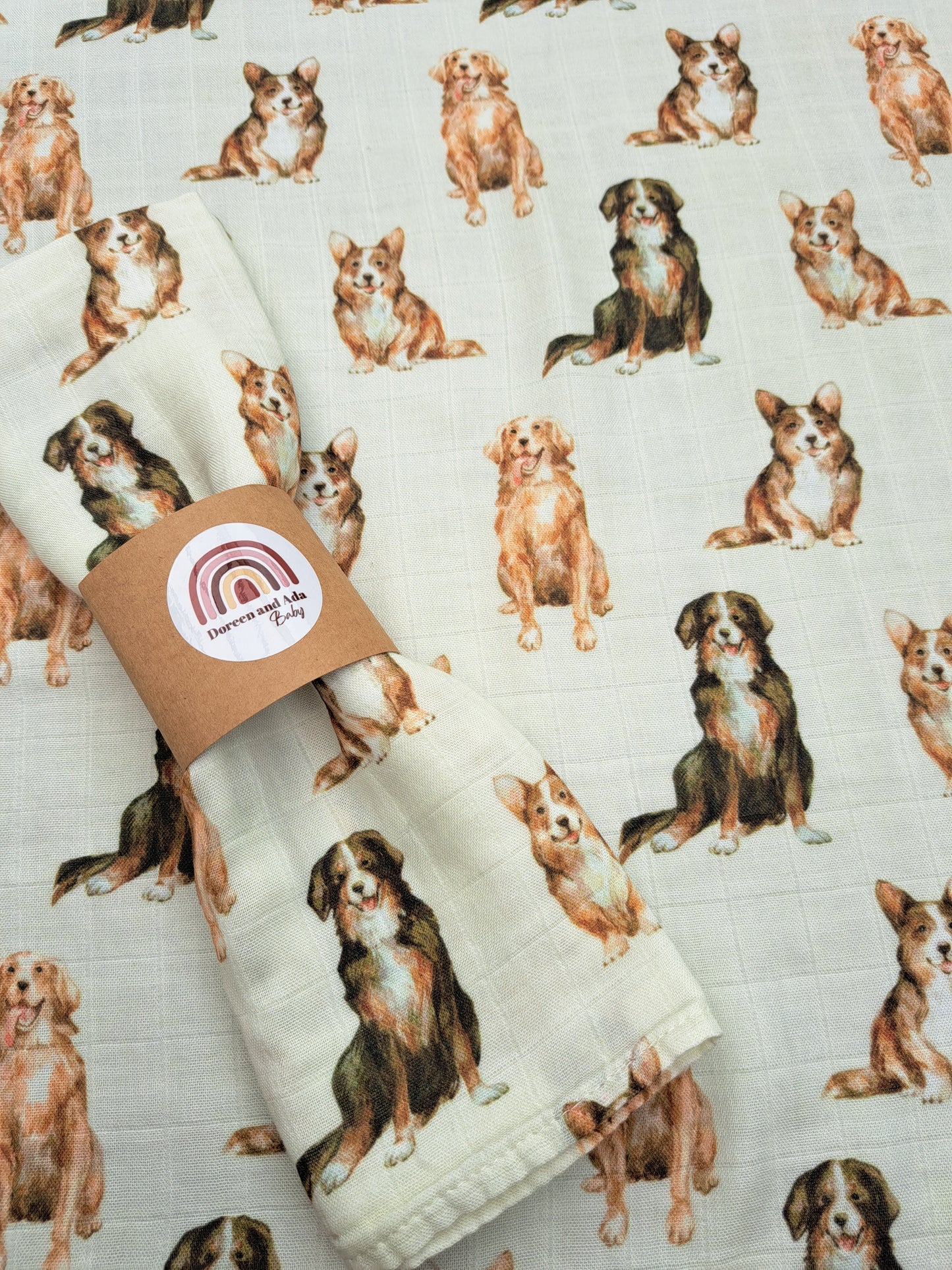 Retriever and Corgi Dog Muslin Square