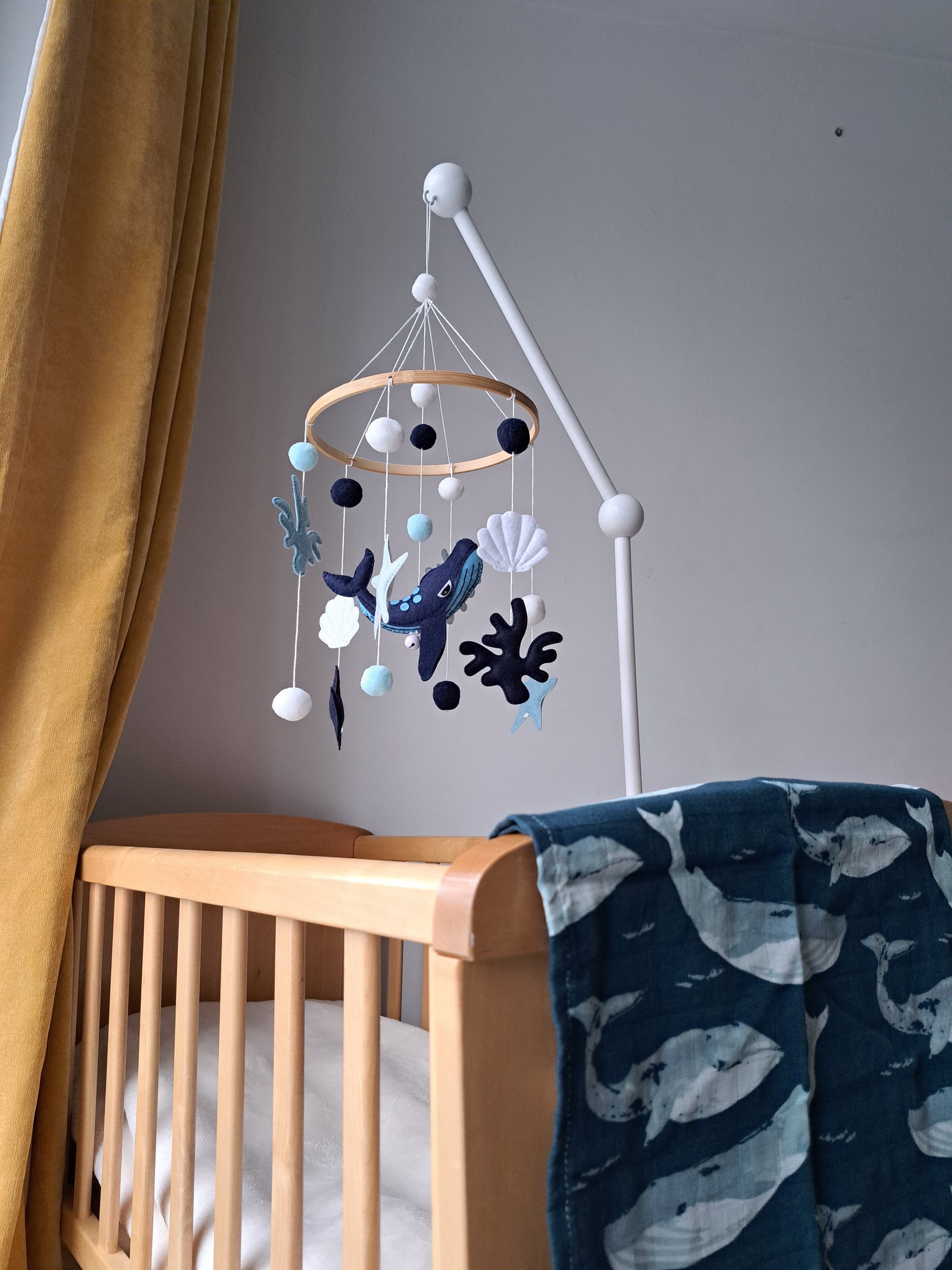 Whale Sealife Cot Mobile Ocean Theme Baby Nursery Mobile 46cm
