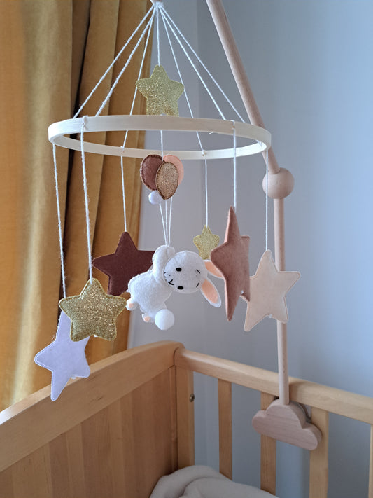 Rabbit and Stars Cot Mobile