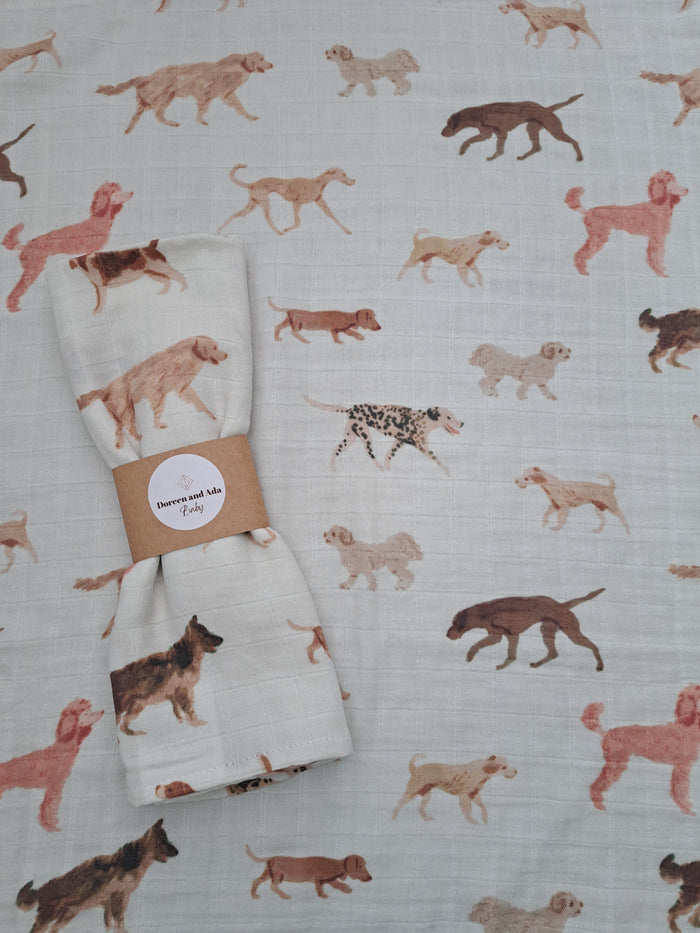 Dogs Galore Muslin Square or Swaddle