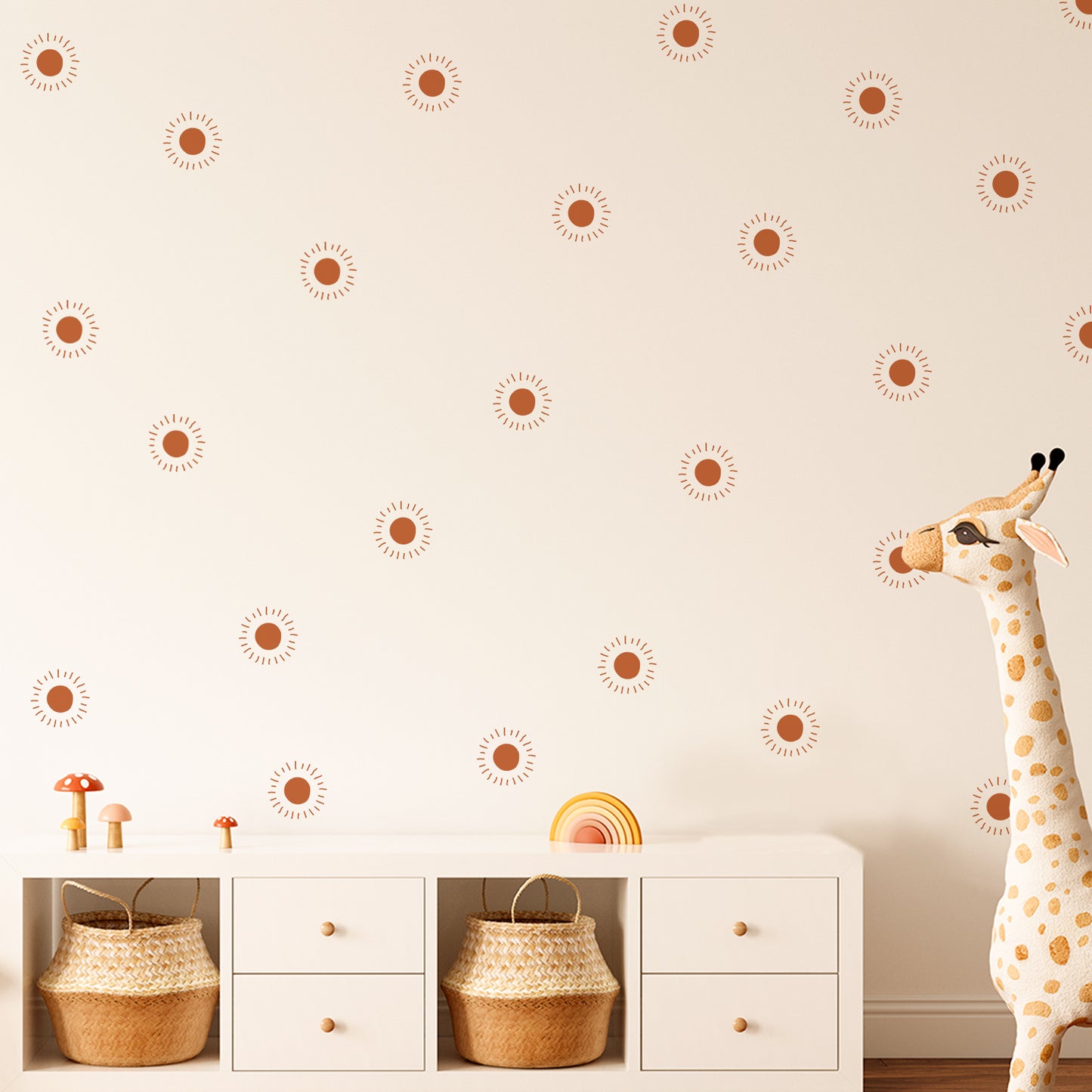 Rust Sun Wall Stickers