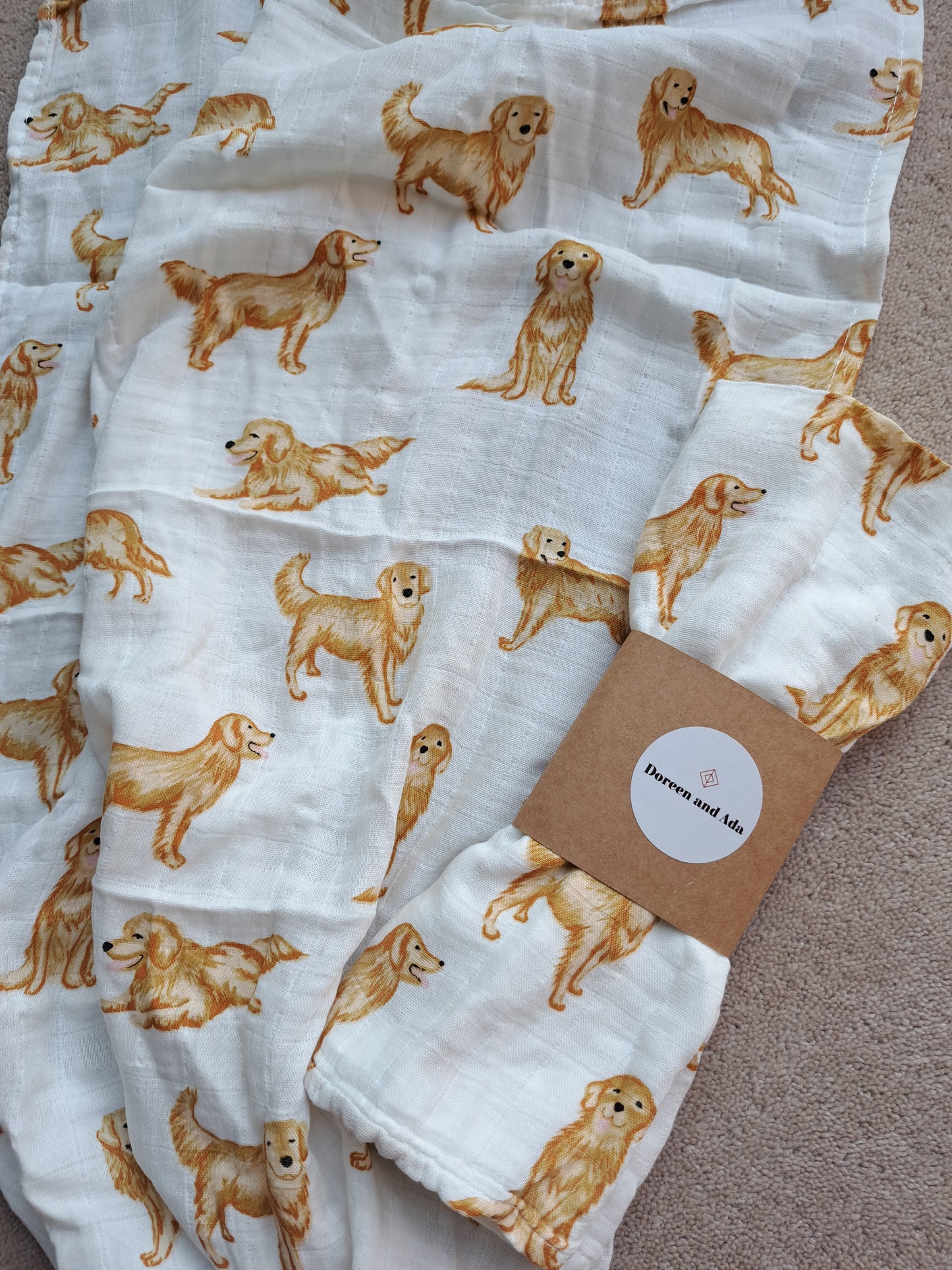 Golden Retriever Dog Muslin Square or Swaddle