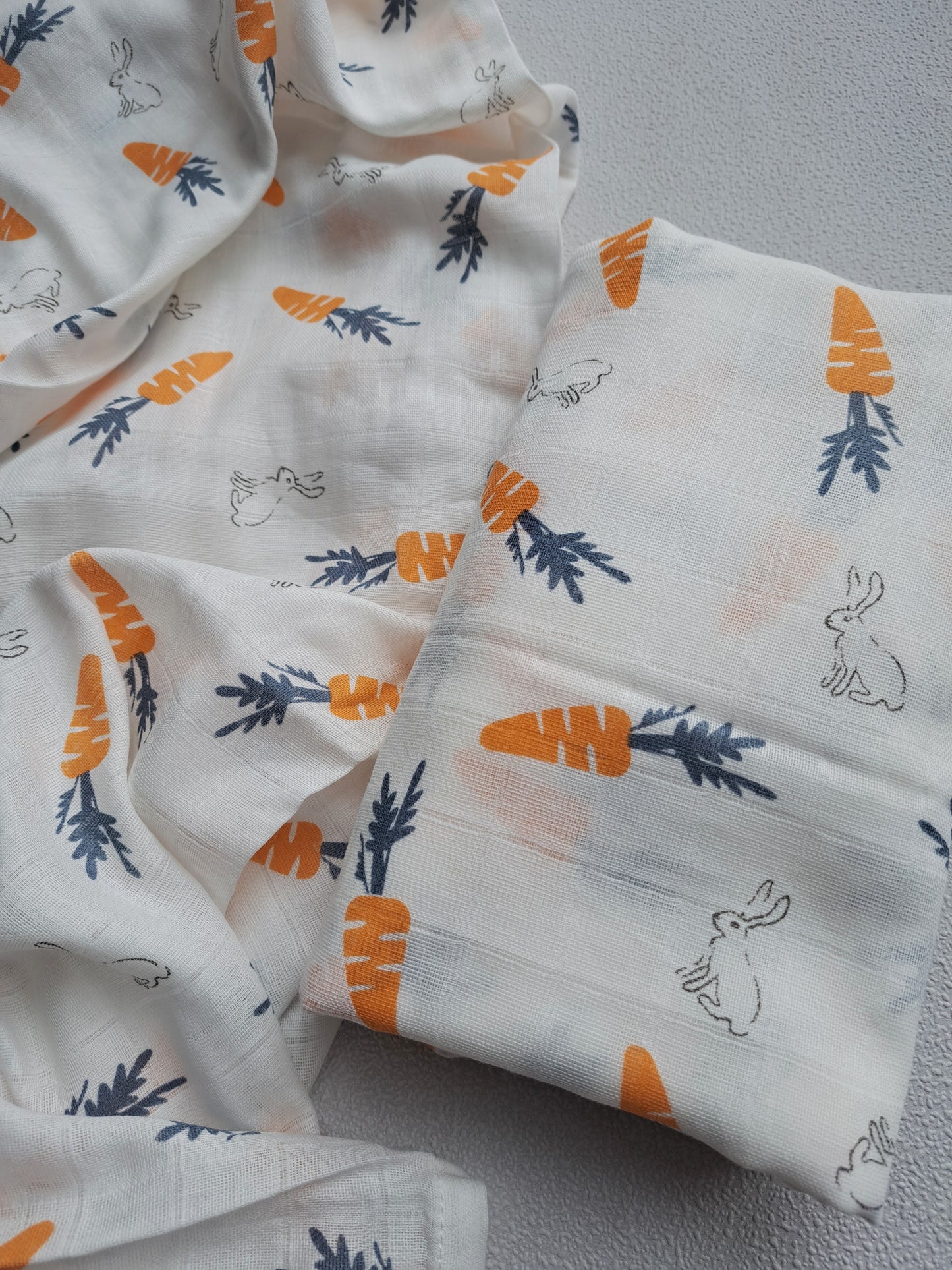 Bunny and Carrot Muslin Swaddle