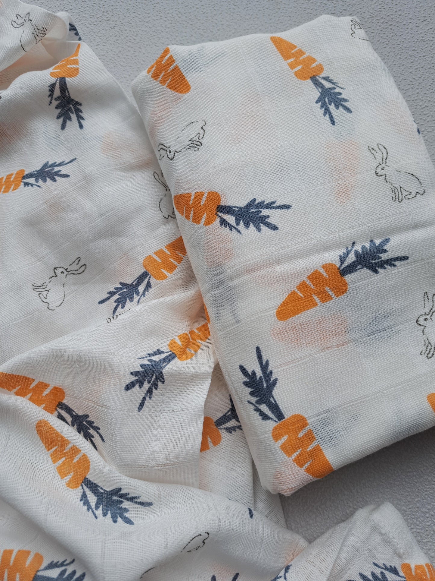 Bunny and Carrot Muslin Swaddle