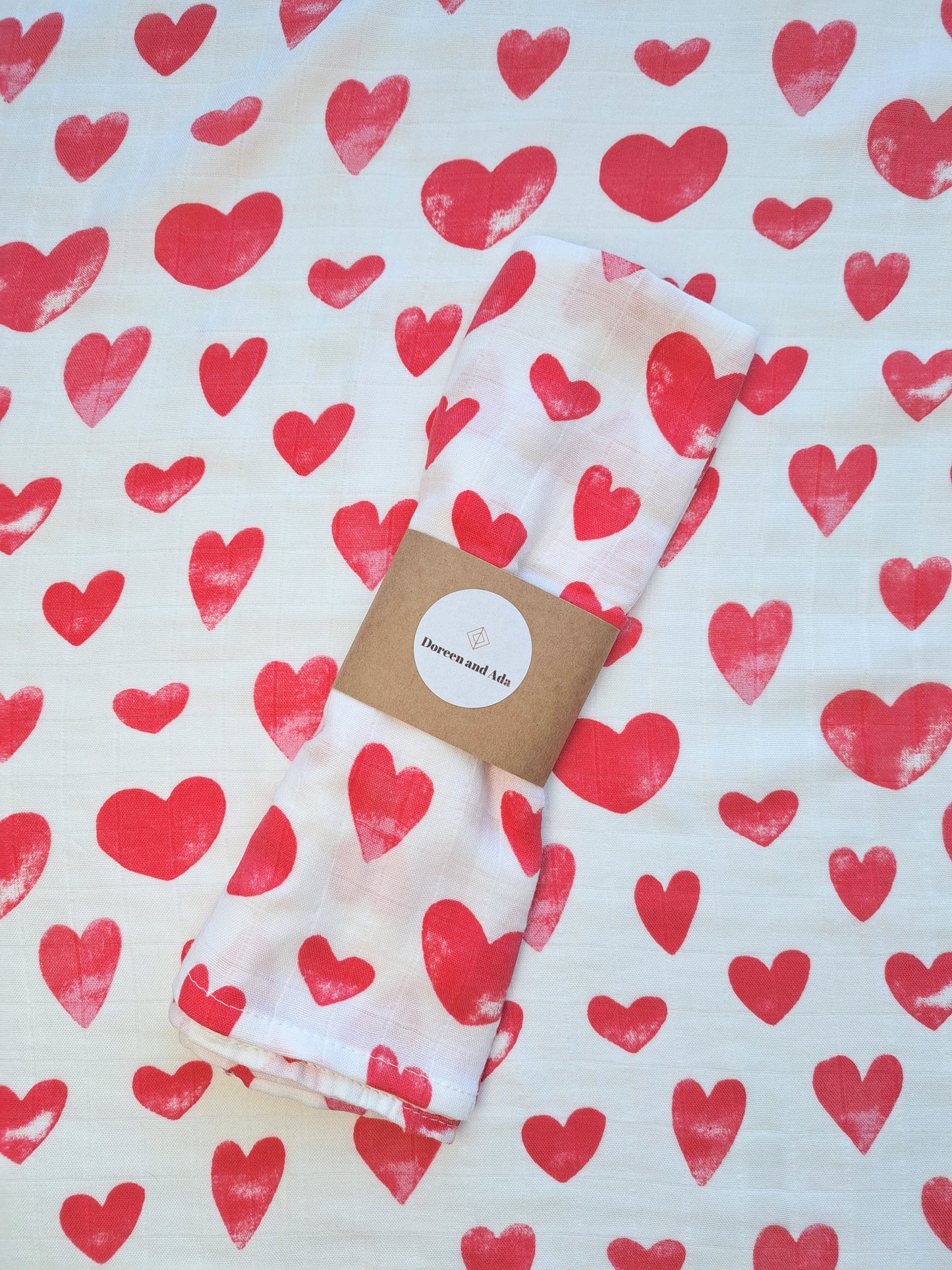 Love Heart Valentines Day Muslin Square