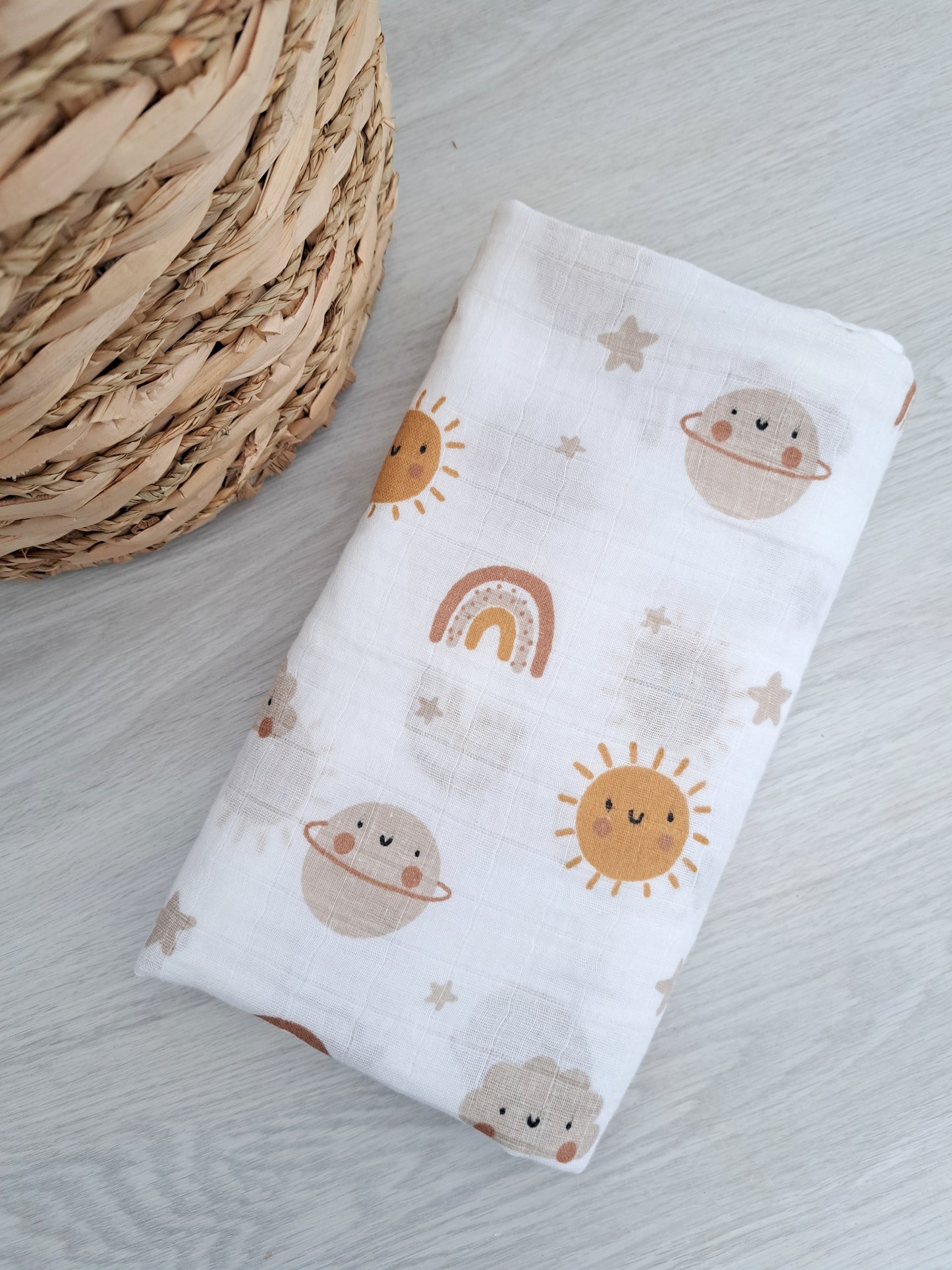 Neutral Space Rainbow Muslin Large Swaddle