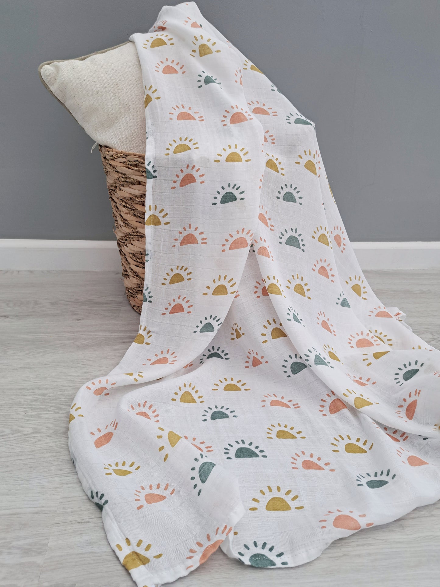 Multicoloured Neutral Skandi Rainbow Muslin Large Swaddle