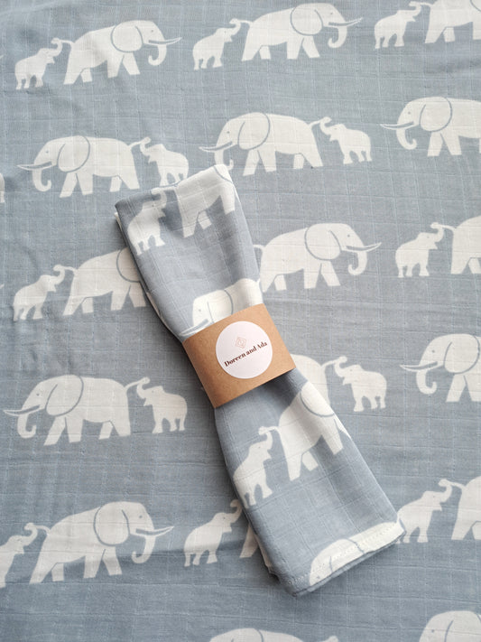 Grey Elephant Muslin Square