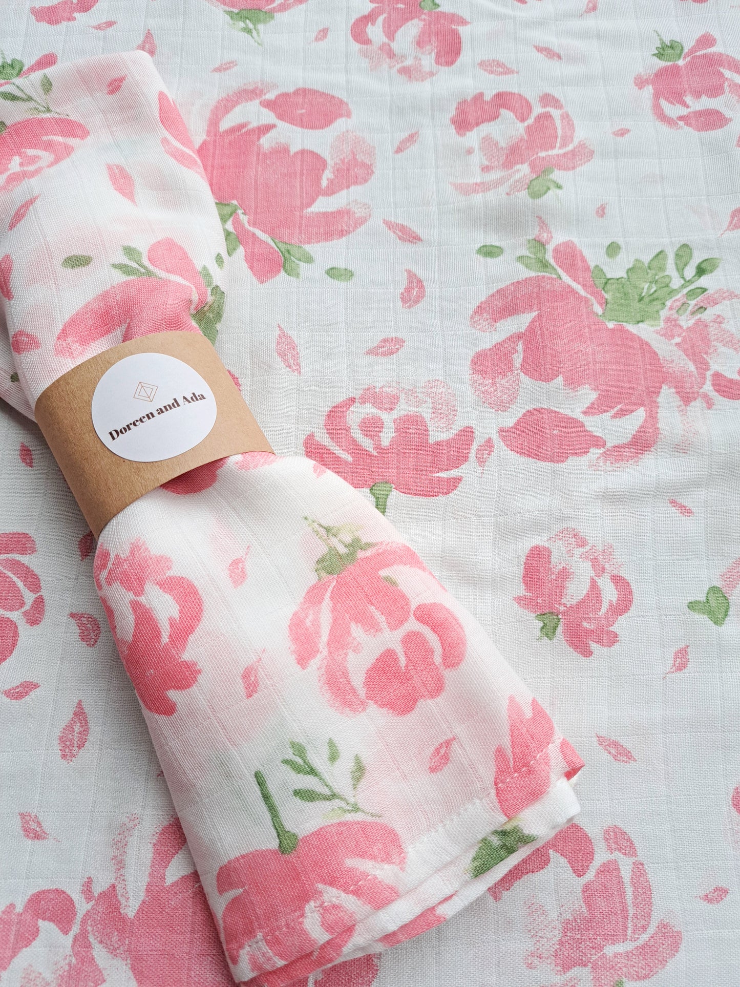 Rose and Peony Pink Muslin Square