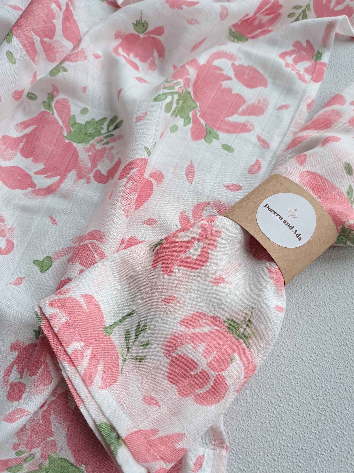 Rose and Peony Pink Muslin Square