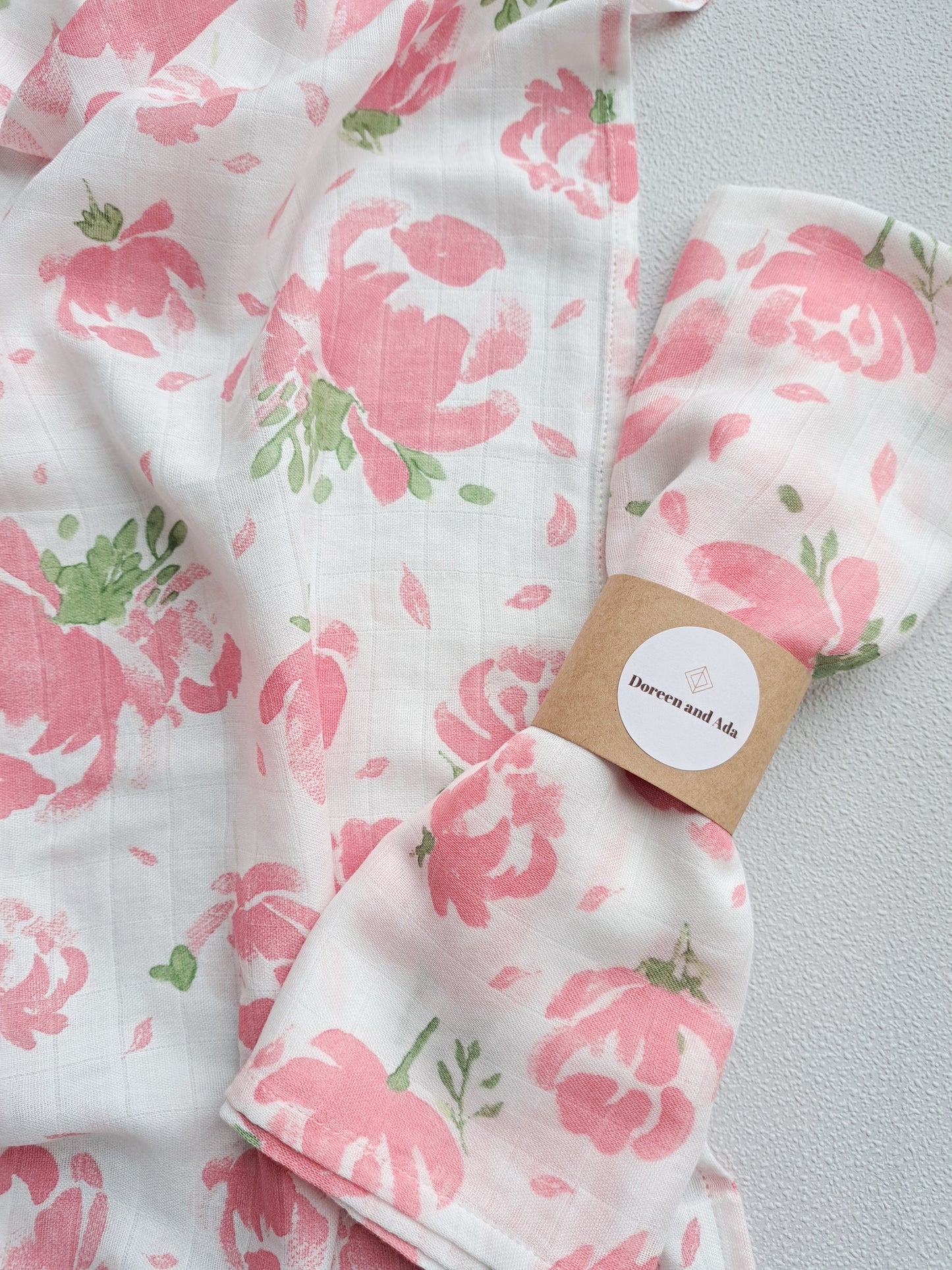 Rose and Peony Pink Muslin Square