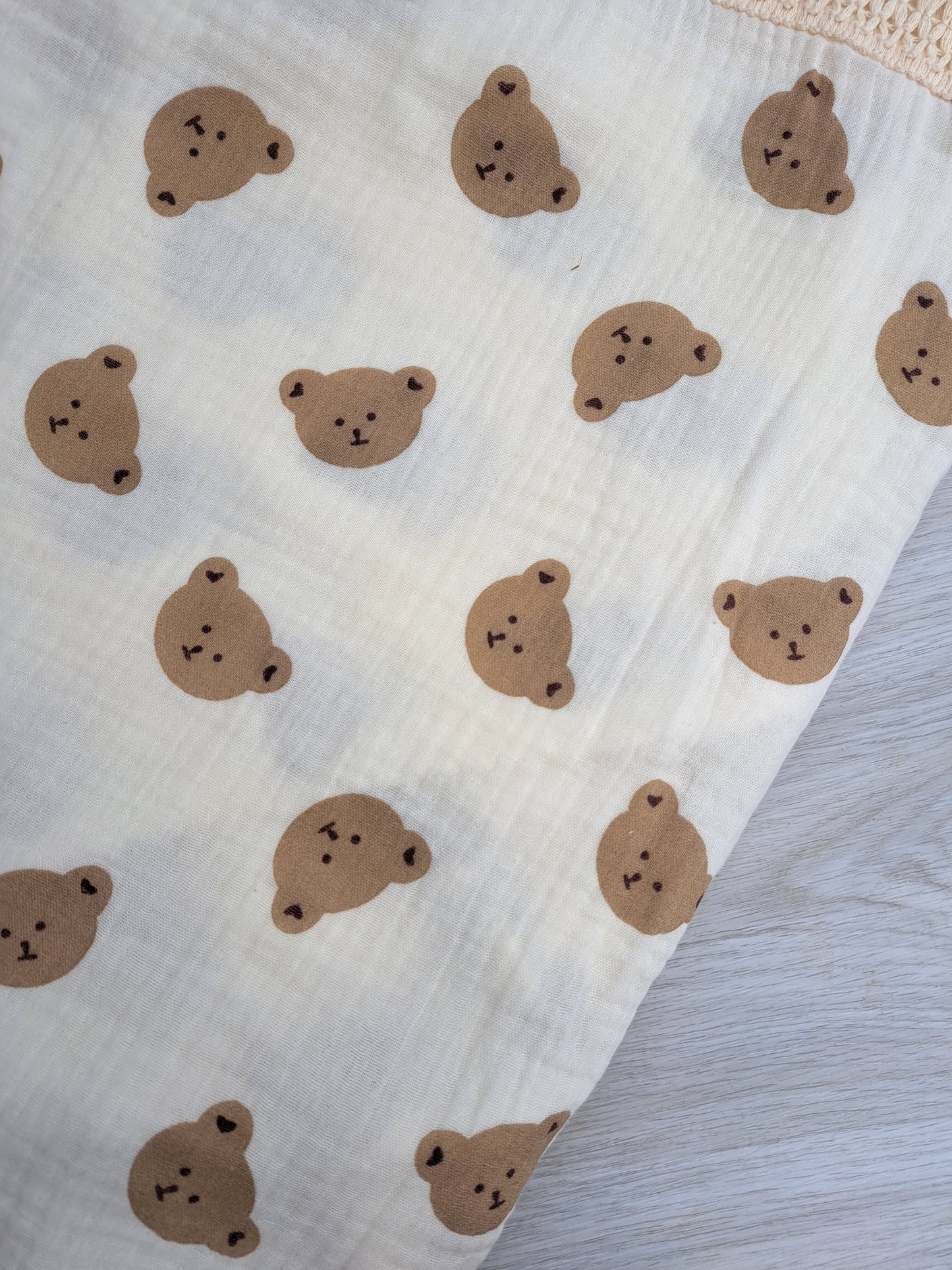 Cartoon Teddy Bear Tassle Pram Blanket