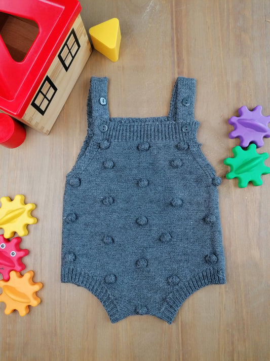 Grey Knitted Dotty Baby Romper