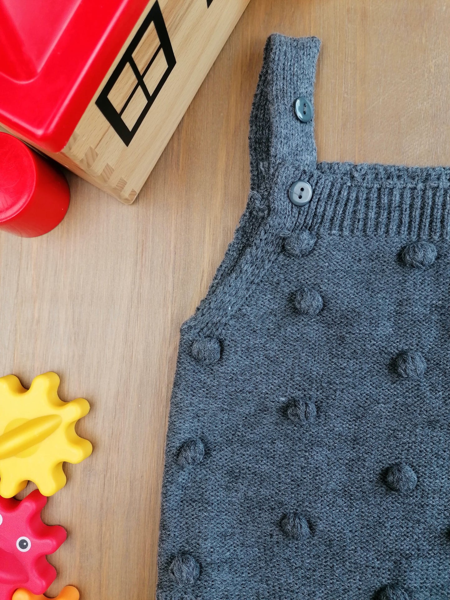 Grey Knitted Dotty Baby Romper