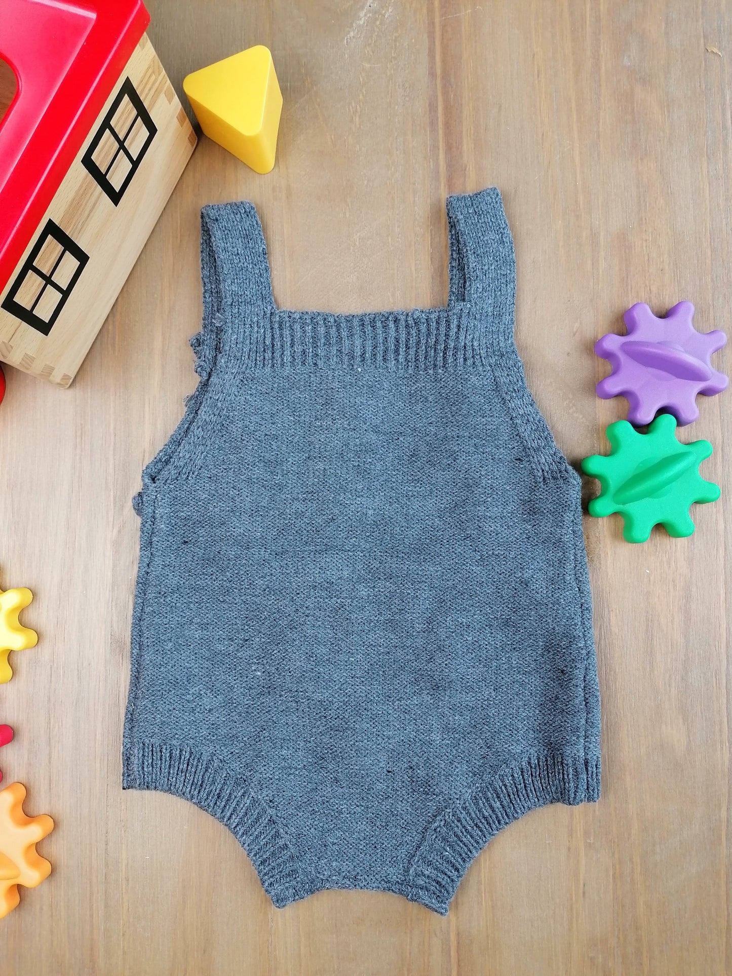 Grey Knitted Dotty Baby Romper