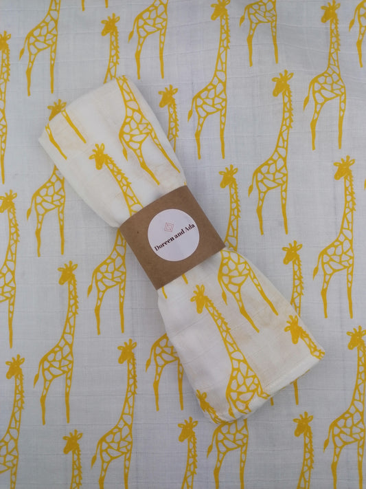 Yellow Giraffe Muslin Square