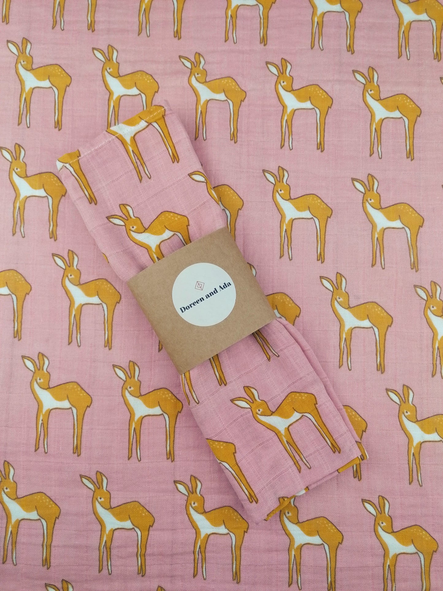 Pink Deer Muslin Square