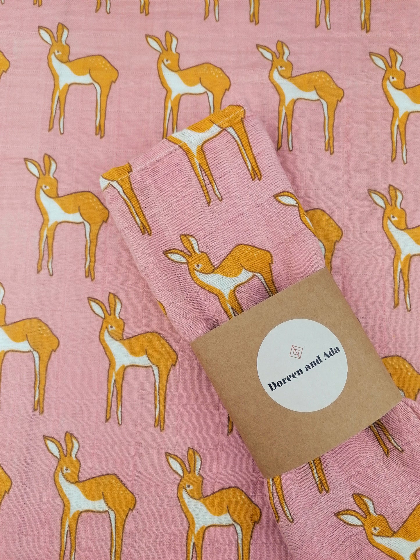 Pink Deer Muslin Square